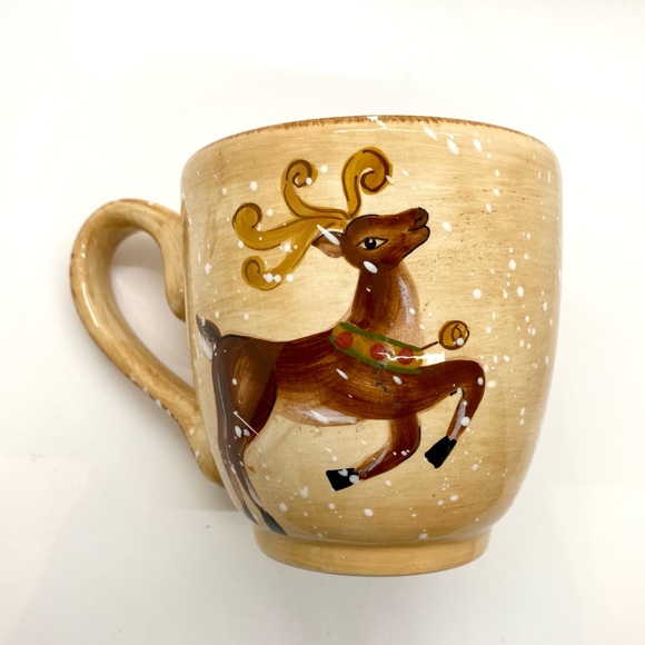 Tabletops Unlimited • Hand Painted Winter Wonderland Reindeer Mug 20oz - Picture 1 of 15